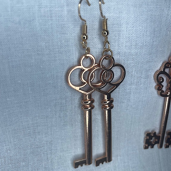 A rose gold ;She is the Key; earrings - Picture 2 of 6